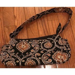 Vera Bradley WOMENS BAG handbag Shoulder Bag Black Brown Zippered Retired
